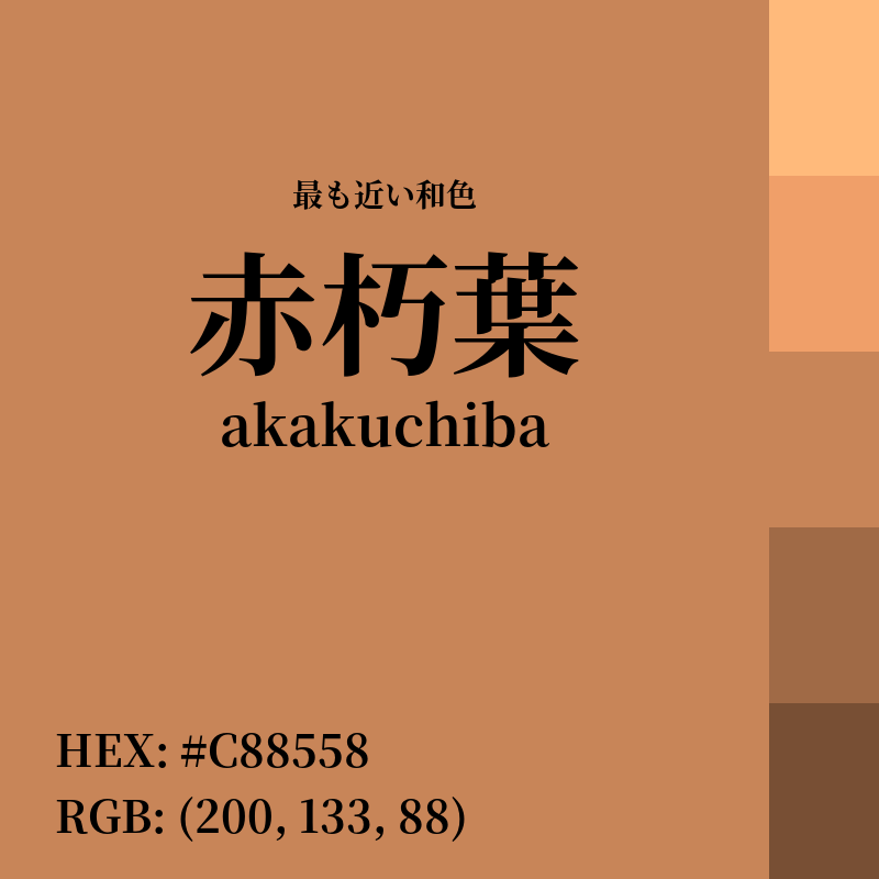 #C88558 : 最も近い和色「赤朽葉 (akakuchiba)」
