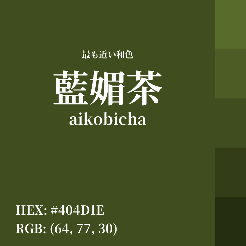 #404D1E : 最も近い和色「藍媚茶 (aikobicha)」