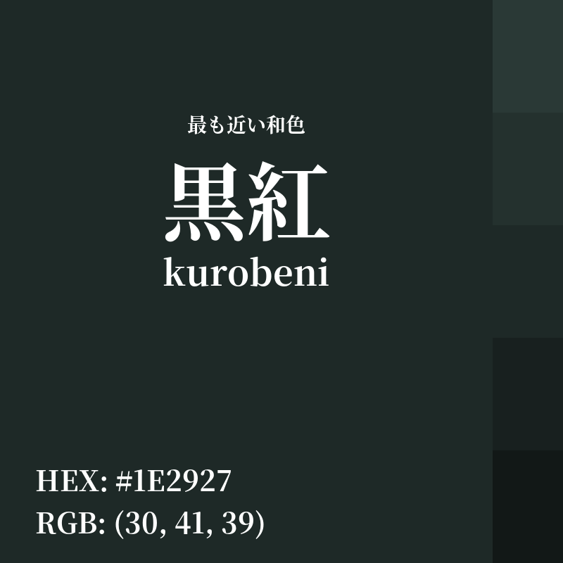 #1E2927 : 最も近い和色「黒紅 (kurobeni)」