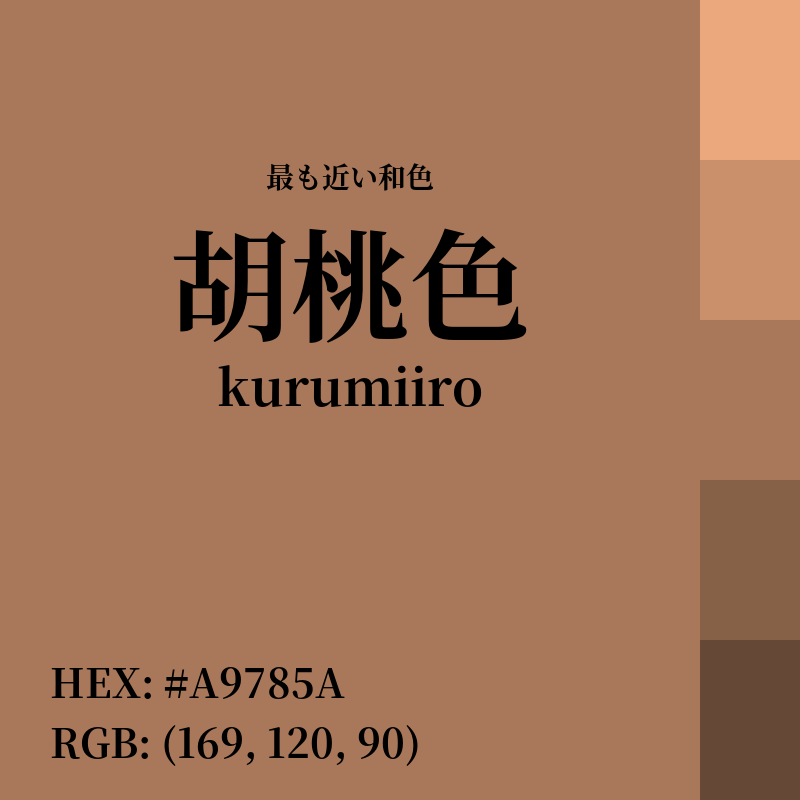 #A9785A : 最も近い和色「胡桃色 (kurumiiro)」