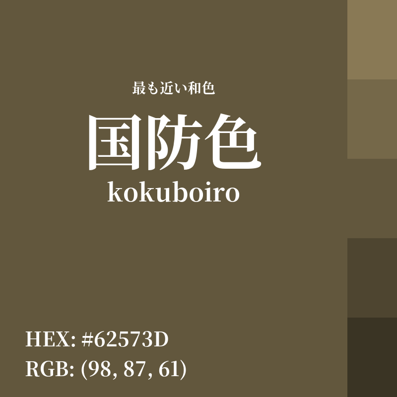 #62573D : 最も近い和色「国防色 (kokuboiro)」