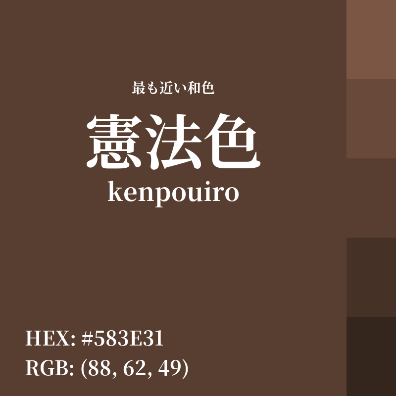 #583E31 : 最も近い和色「憲法色 (kenpouiro)」