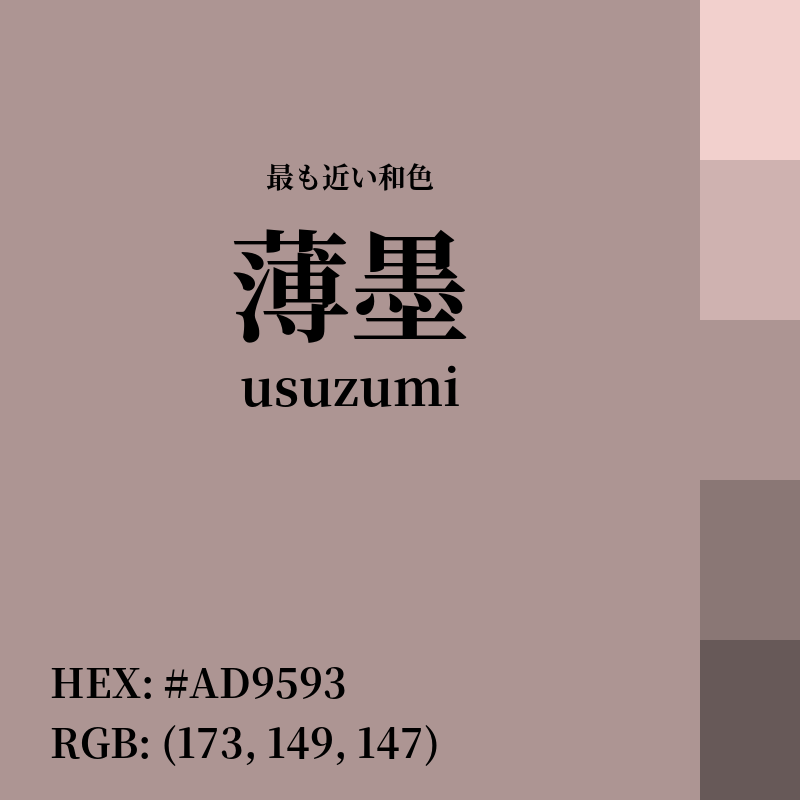 #AD9593 : 最も近い和色「薄墨 (usuzumi)」