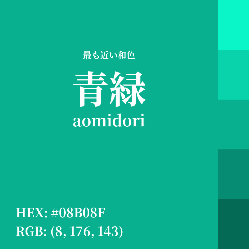 #08B08F : 最も近い和色「青緑 (aomidori)」