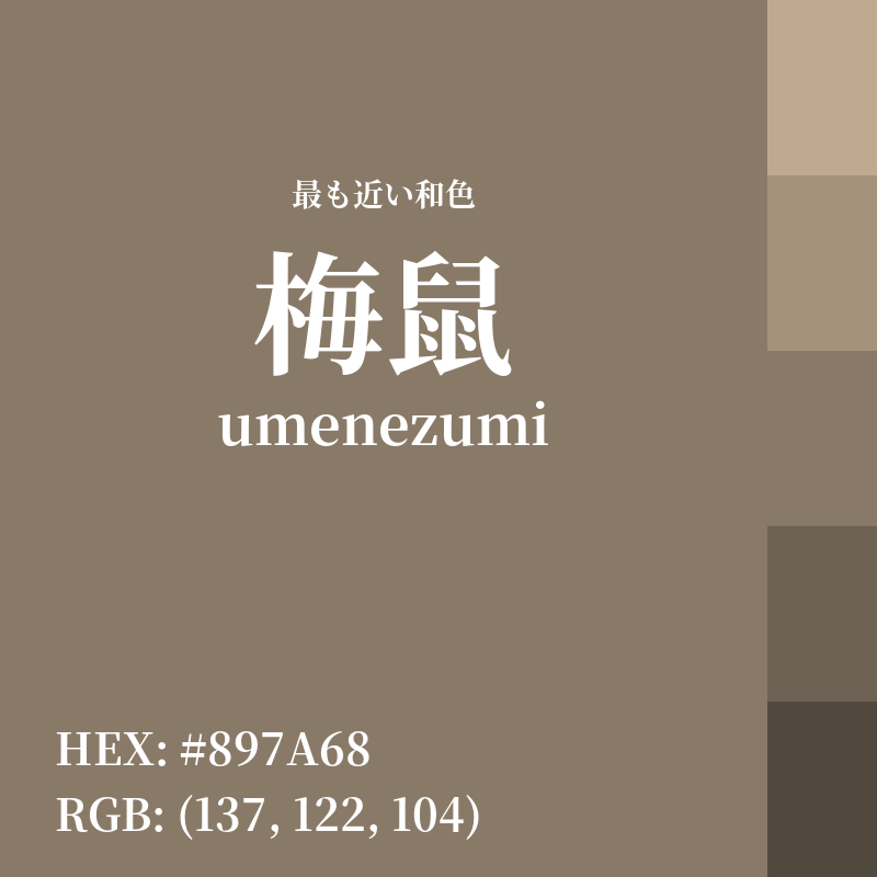 #897A68 : 最も近い和色「梅鼠 (umenezumi)」