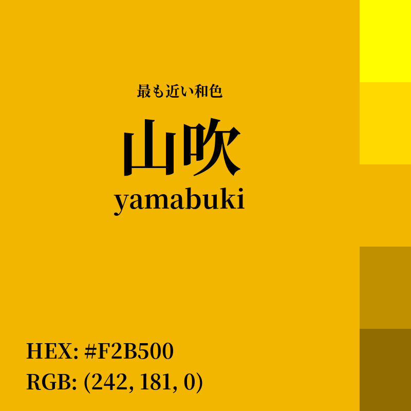 #F2B500 : 最も近い和色「山吹 (yamabuki)」