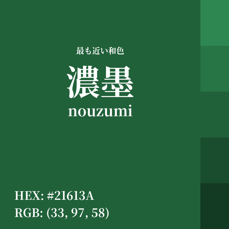 #21613A : 最も近い和色「濃墨 (nouzumi)」