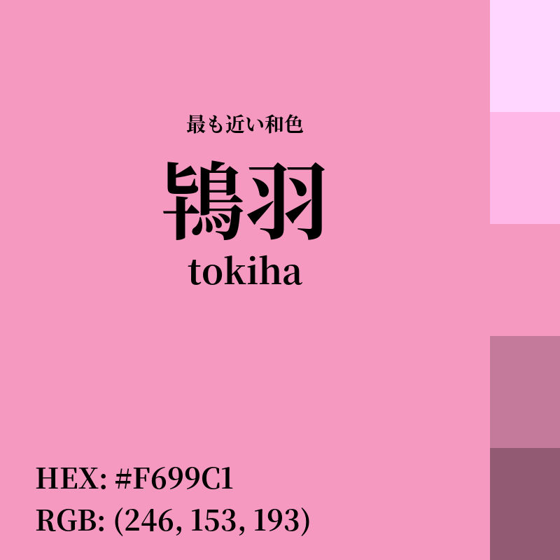 #F699C1 : 最も近い和色「鴇羽 (tokiha)」