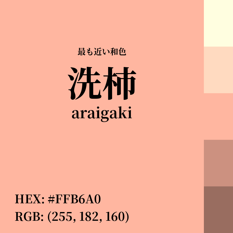 #FFB6A0 : 最も近い和色「洗柿 (araigaki)」