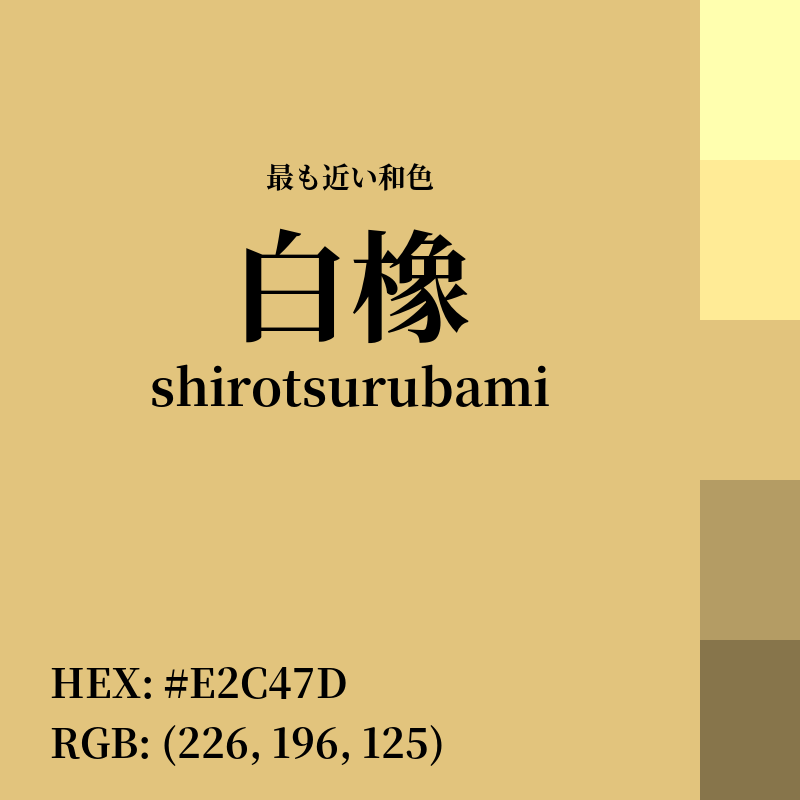 #E2C47D : 最も近い和色「白橡 (shirotsurubami)」