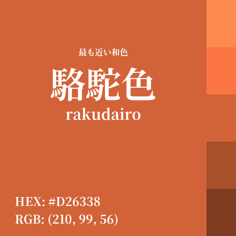 #D26338 : 最も近い和色「駱駝色 (rakudairo)」