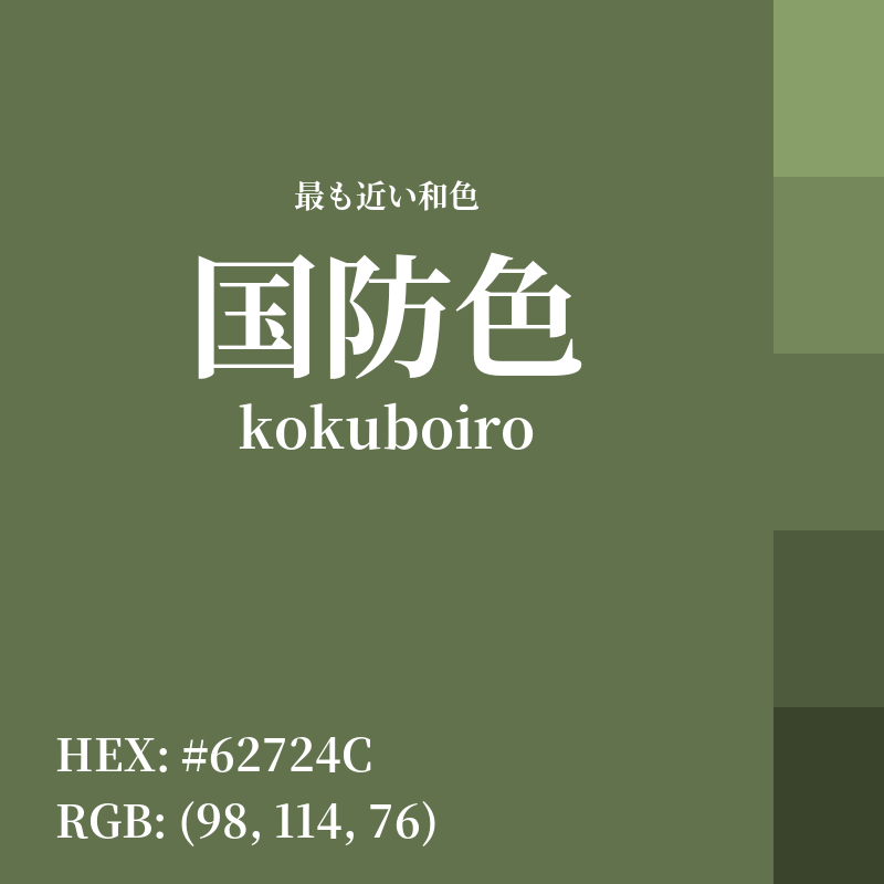 #62724C : 最も近い和色「国防色 (kokuboiro)」