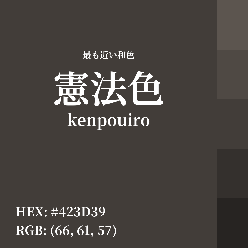 #423D39 : 最も近い和色「憲法色 (kenpouiro)」