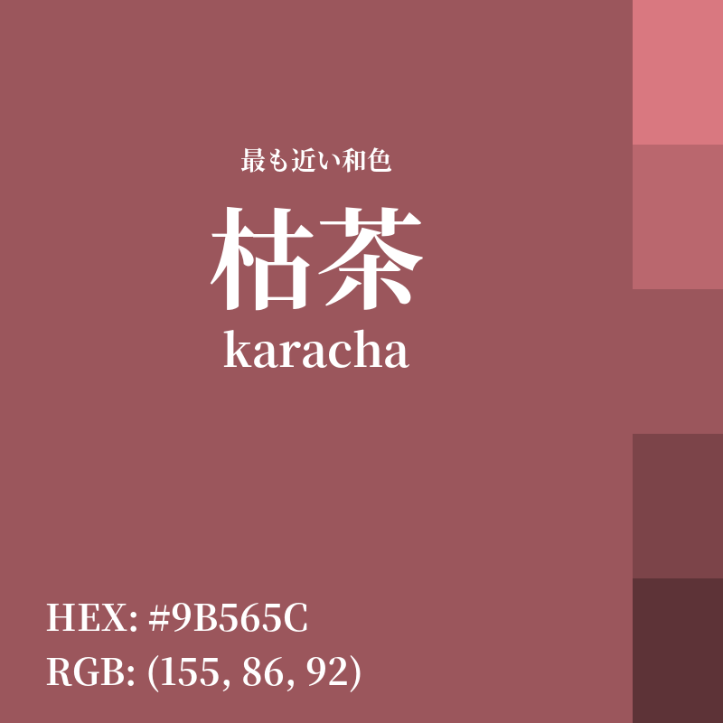 #9B565C : 最も近い和色「枯茶 (karacha)」