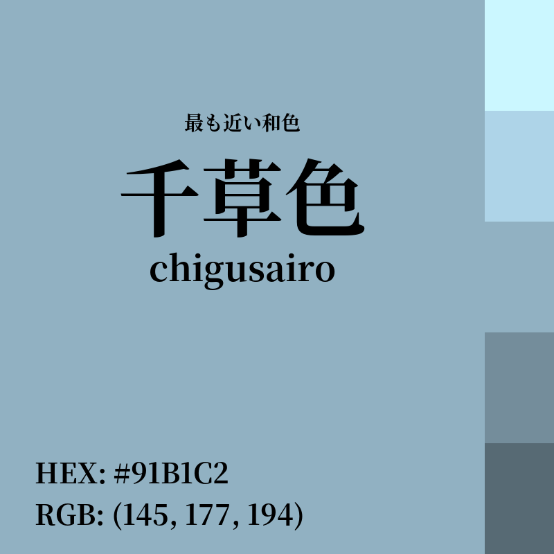 #91B1C2 : 最も近い和色「千草色 (chigusairo)」