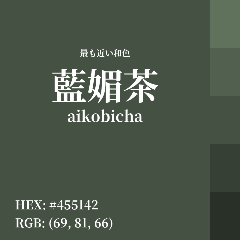 #455142 : 最も近い和色「藍媚茶 (aikobicha)」