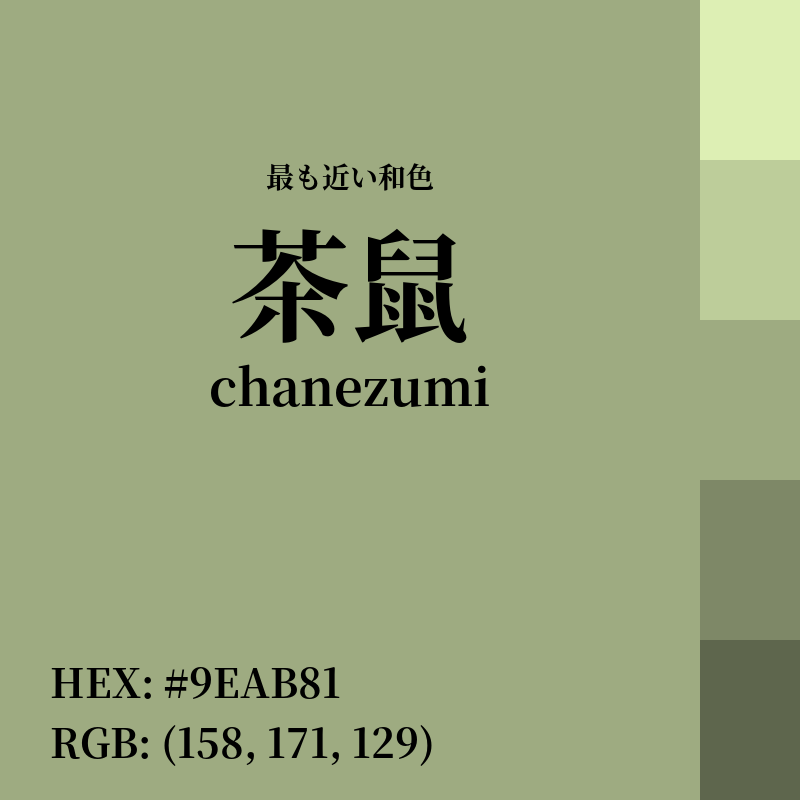 #9EAB81 : 最も近い和色「茶鼠 (chanezumi)」