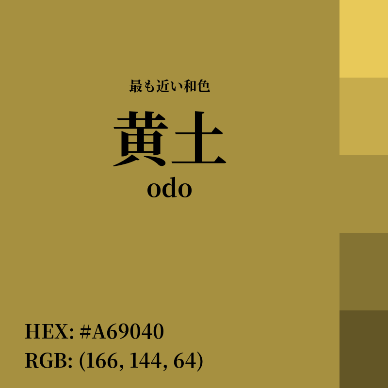 #A69040 : 最も近い和色「黄土 (odo)」