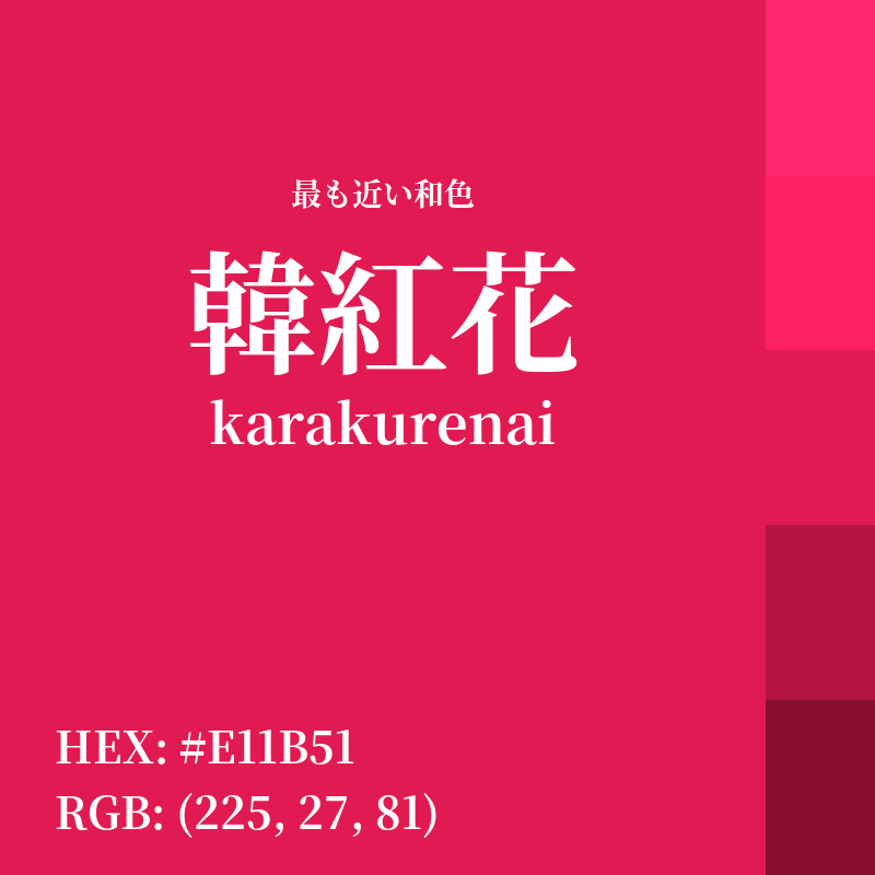 #E11B51 : 最も近い和色「韓紅花 (karakurenai)」