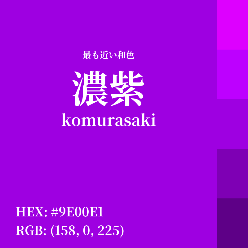 #9E00E1 : 最も近い和色「濃紫 (komurasaki)」