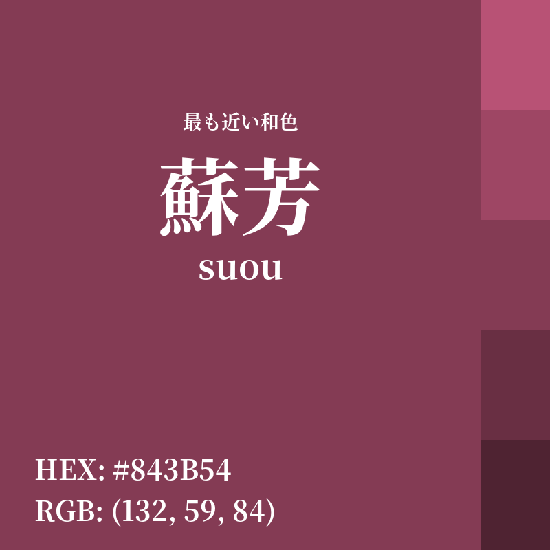 #843B54 : 最も近い和色「蘇芳 (suou)」