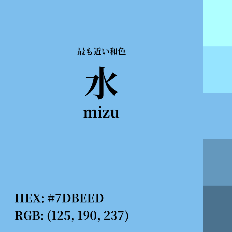 #7DBEED : 最も近い和色「水 (mizu)」