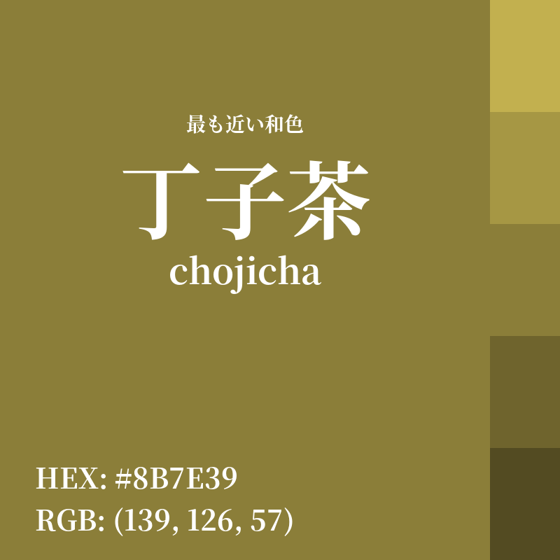 #8B7E39 : 最も近い和色「丁子茶 (chojicha)」