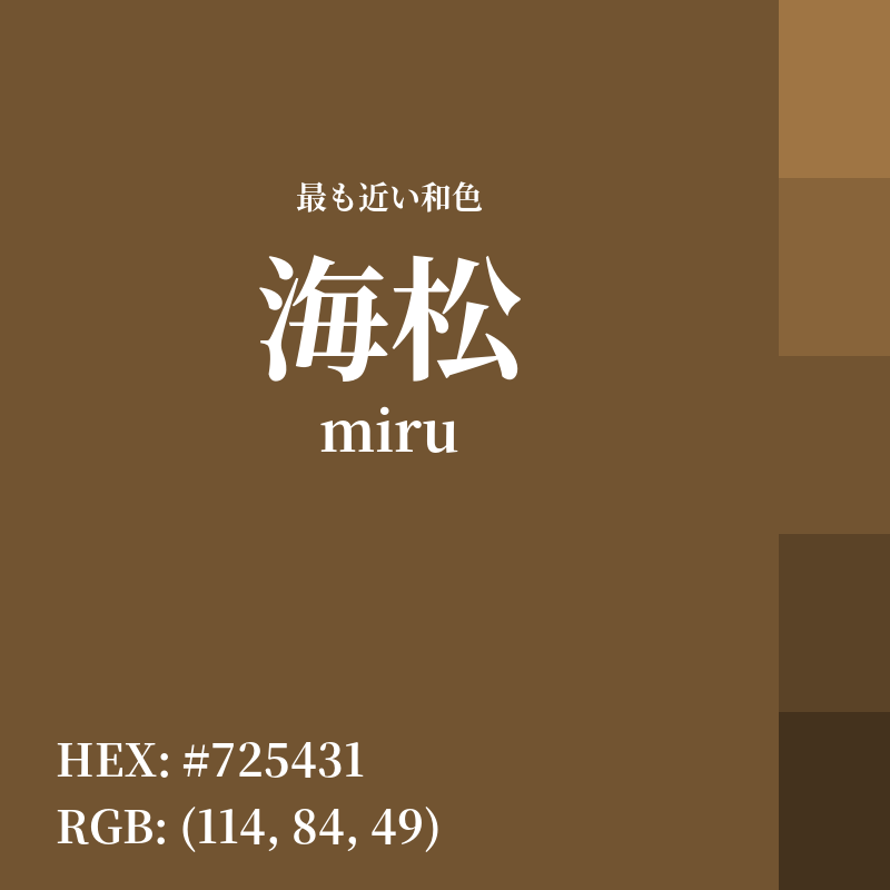 #725431 : 最も近い和色「海松 (miru)」
