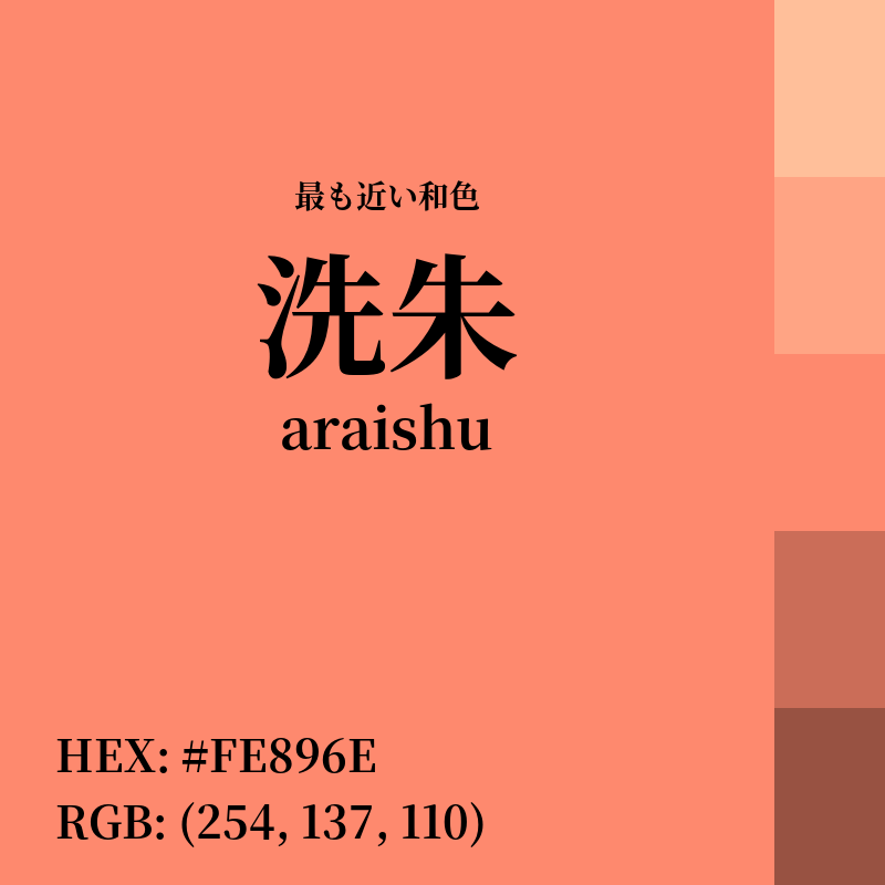 #FE896E : 最も近い和色「洗朱 (araishu)」