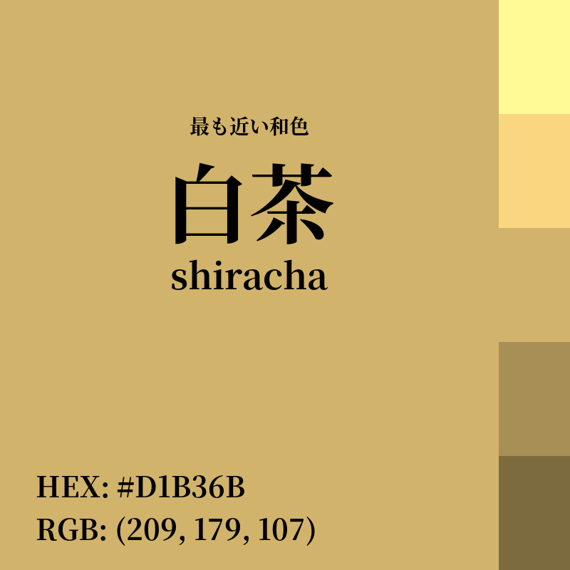 #D1B36B : 最も近い和色「白茶 (shiracha)」