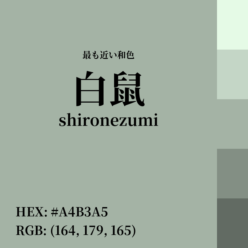 #A4B3A5 : 最も近い和色「白鼠 (shironezumi)」