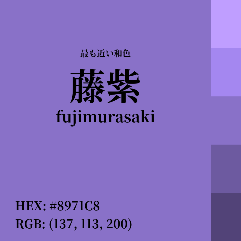 #8971C8 : 最も近い和色「藤紫 (fujimurasaki)」