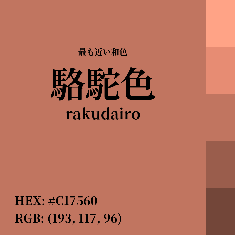 #C17560 : 最も近い和色「駱駝色 (rakudairo)」