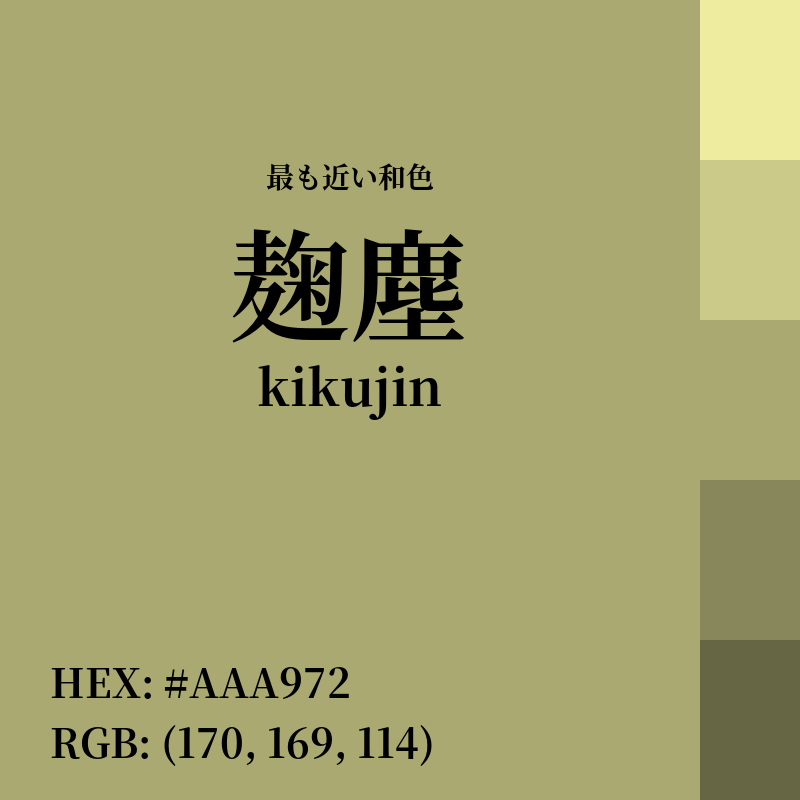 #AAA972 : 最も近い和色「麹塵 (kikujin)」