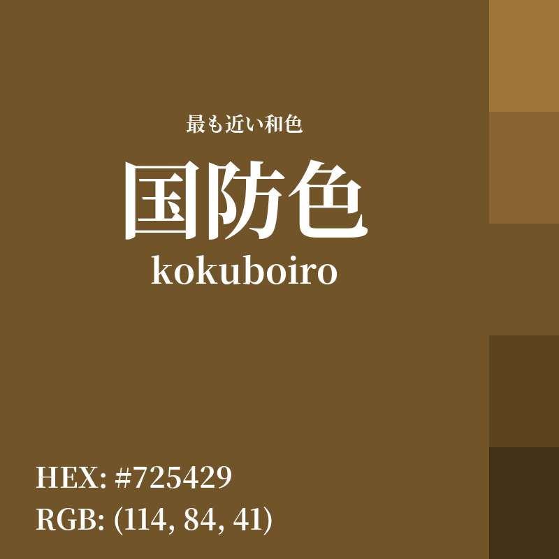 #725429 : 最も近い和色「国防色 (kokuboiro)」