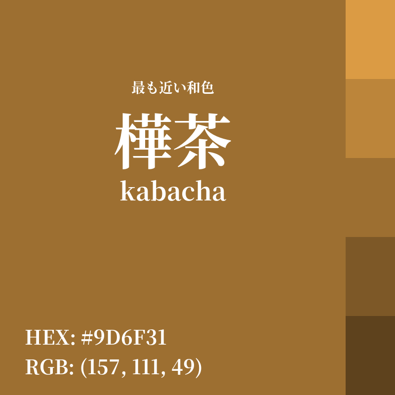 #9D6F31 : 最も近い和色「樺茶 (kabacha)」
