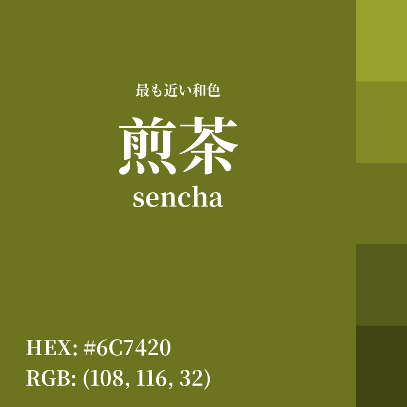 #6C7420 : 最も近い和色「煎茶 (sencha)」