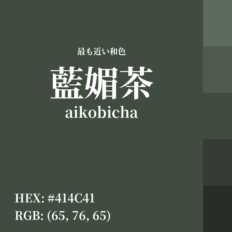 #414C41 : 最も近い和色「藍媚茶 (aikobicha)」