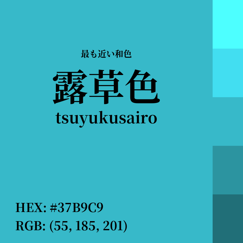#37B9C9 : 最も近い和色「露草色 (tsuyukusairo)」