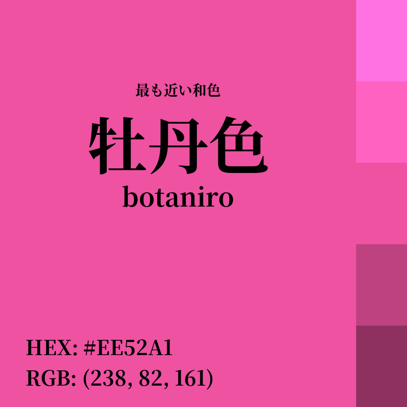 #EE52A1 : 最も近い和色「牡丹色 (botaniro)」