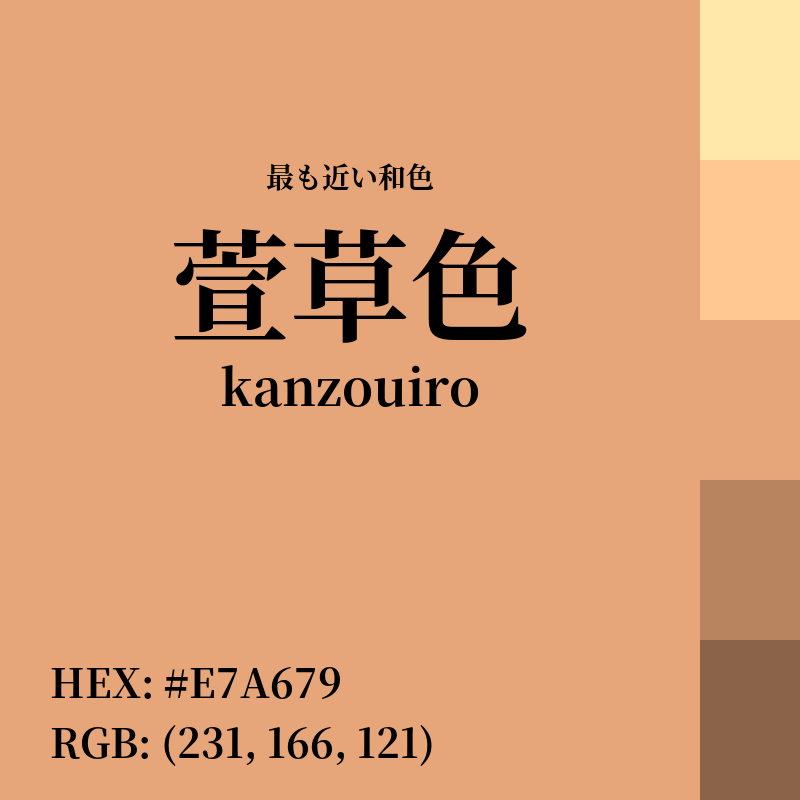 #E7A679 : 最も近い和色「萱草色 (kanzouiro)」