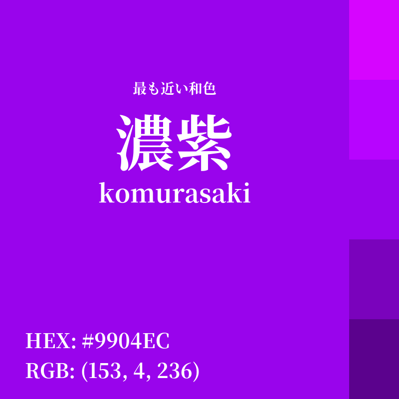 #9904EC : 最も近い和色「濃紫 (komurasaki)」